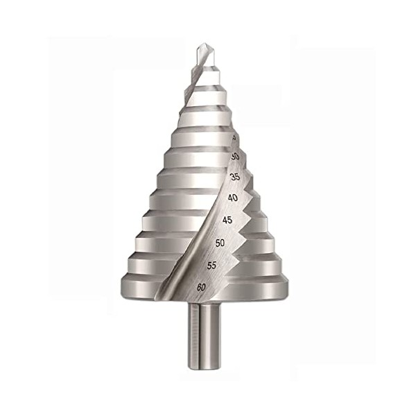Hotiko 6-60mm HSS Step Drill Bit Large HSS Spiral Groove