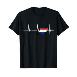 Paraguay Flag Heartbeat EKG Pulse Paraguayan Roots Map T-Shirt