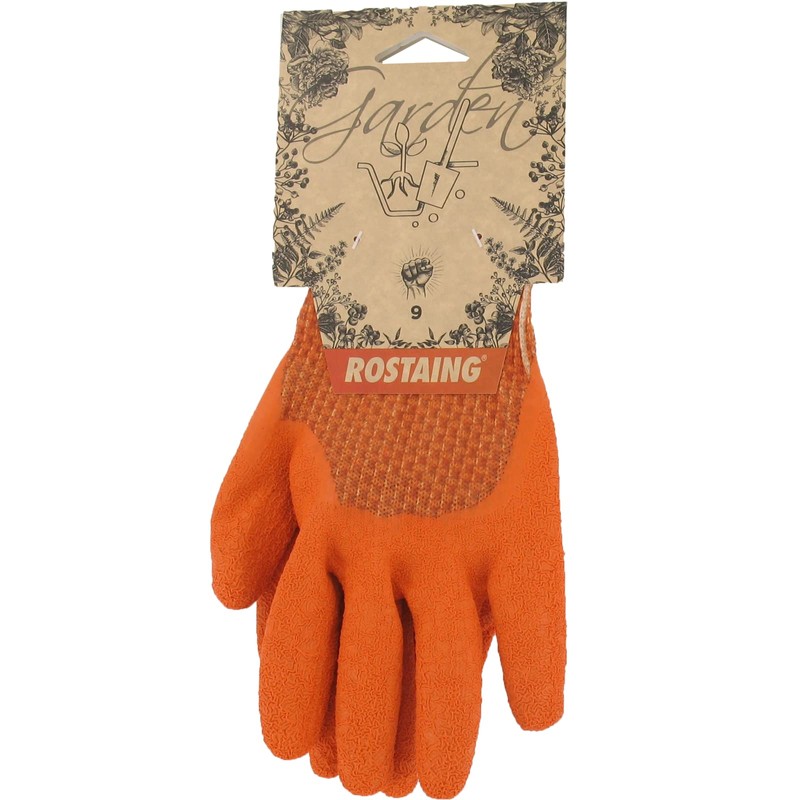 Rostain Visible IT09 Waterproof Latex Visible Gardening Gloves, Orange, Size