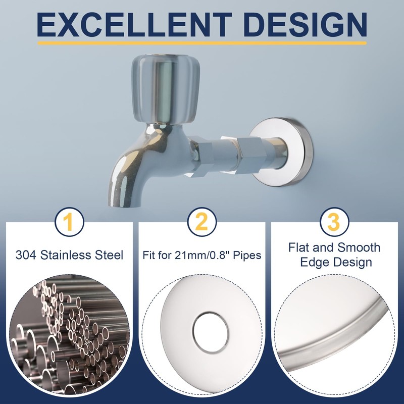 sourcing map 4pcs Shower Arm Flange 60mm/2.4" OD Escutcheon Plate
