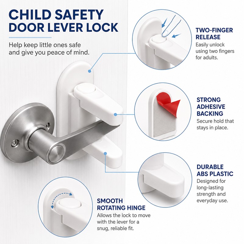 4-Pack Child Safety Door Lever Locks for Home Use –