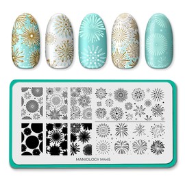 Maniology Fireworks Frenzy Nail Stamping Plate, Glittery Spark Stamp Plates, Festive Party-Ready Manicure Designs, Festival-Inspired DIY Patterns