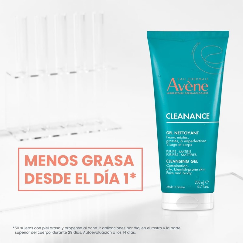 Avene Cleanance Gel Limpiador Facial Piel Grasa y Mixta, 200ml