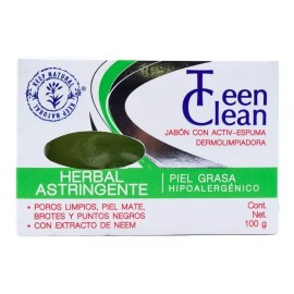 teen clean Jabon Herbal Astringente Para Piel Grasa Limpieza Profunda