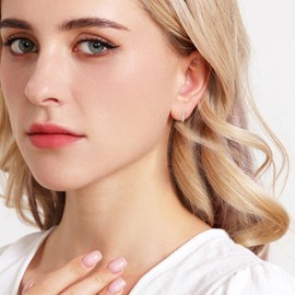 GILIEYER Gold Hoop Earring, Twisted Hoop Earrings Sleeper Earrings Lightweight Gold Plated Huggie Earring with Cubic Zircon Small Cartilage Earrings for Women Girls (Style6-Gold)