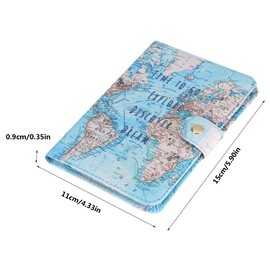 Funda Protectora para Pasaporte, Bonita Funda para Pasaporte de Piel Sintética con Estampado, Billeteras para Pasaporte de Viaje para Parejas, de Boda Y Novia(mapa)