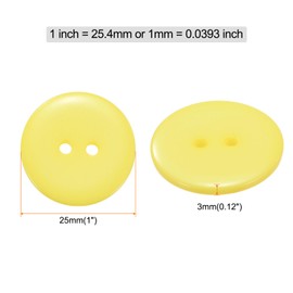 HARFINGTON 10pcs Sewing Button 1"(25mm) 2 Holes Resin Round Craft Replacement Buttons for Clothing DIY Crafts Decoration, Yellow