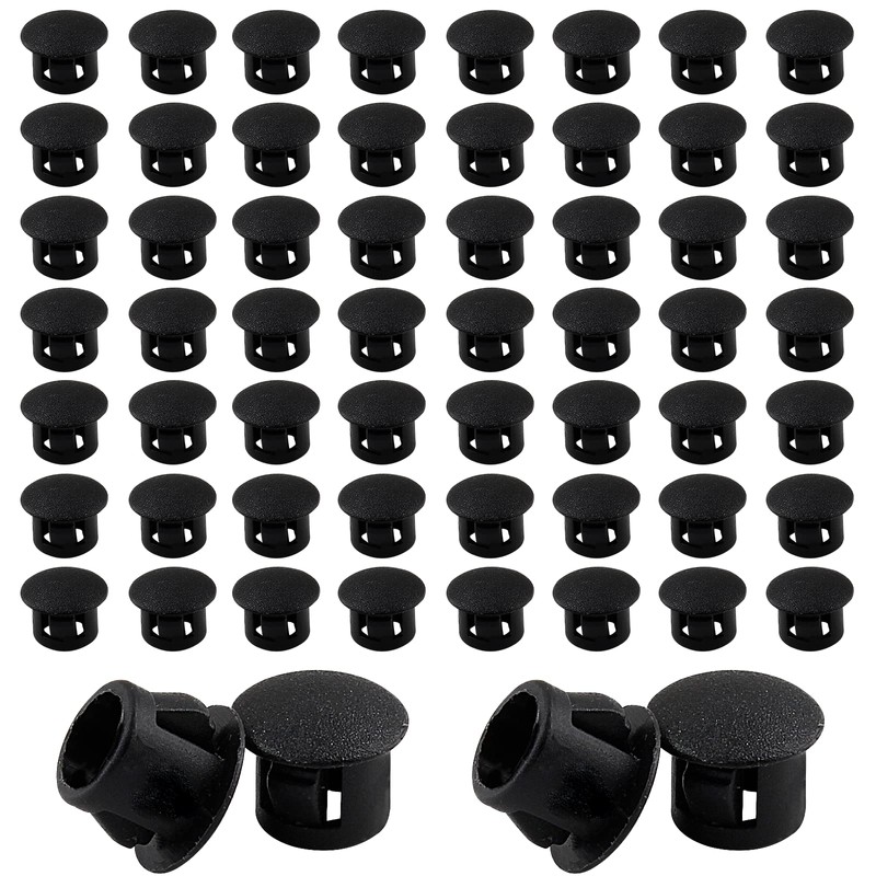 Cjueiom 60pcs 8mm / 5/16" Hole Plugs Black Plastic Hole