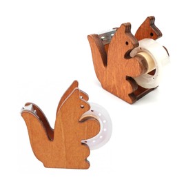 MYLERCT Squirrel Shaped Tape Dispenser, Wooden Tape Dispenser for Tape Rolls with a Width of 23 mm