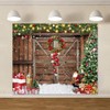 Christmas Backdrops for Photoshoot 10x8ft Vinyl Barn Wood Door Xmas