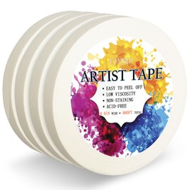 ETNRHP 4 Packs White Artist Tape for Watercolor Paper Drafting Art Low Tack Masking Tape Acid Free Painter Watercolor Tape for Painting Canvas Framing, 0.6inch Wide 660FT Long Total