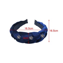 Pamtns Headband Blue Pack of 2 Costume Headband Velvet Braided Look Headband Women's Hair Accessories Oktoberfest Braided Headband Wide Hair Band Vintage Non-Slip Costume Jewellery Headband Rhinestone
