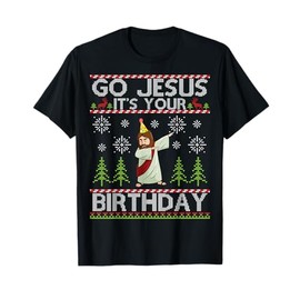 Dabbing Go Jesus It's Your Birthday Merry Christmas T-Shirt, black