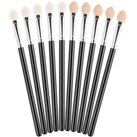 WanFengXue 10 Pcs Eyeshadow Brushes Reusable Portable Eyeshadow Applicators with Long Handle Sponge Oval Makeup Beauty Tool