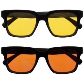 OPULIZE ERA Outdoor & Sleep Pack - Blue Light Glasses - Yellow Polarised & Orange Lenses - Anti-Reflective & Anti-Glare Night Driving - 2 Pack - UV400 Protection - Oversized Frame - Men & Women
