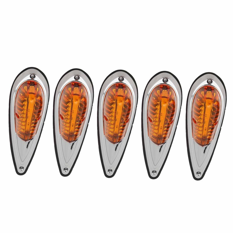 12V 24V 5 Pcs Amber Cab Roof Marker Lights Waterproof