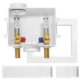 Washing Machine (Laundry) Outlet Box, Center Drain/Side Drain, Niikappu 1/2 Inch MIP Sweat Inlet x 3/4 Inch MHT Outlet Connection, with Stainless Steel Water Hammer Arrestor(WM006)