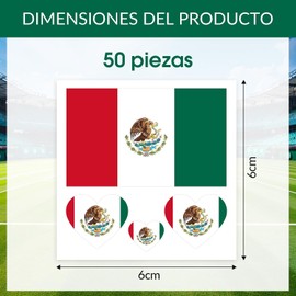50 Tatuajes Temporales de la Bandera Mexicana para la Copa Mundial 2026, Fanático del Fútbol Pegatinas de Cara Impermeables para Aficionados, Eventos y Fiestas Patrias Calcomanías Bandera Nacional