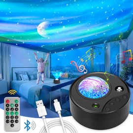 Galaxy Projector 5 in 1 Northern Lights Aurora Projector 2024 Upgraded, Multicolor Star Projector Sensory Lights,Music Sync,Night Light for Bedroom,Bluetooth,White Noise & Timer for Kids Adult Gifts