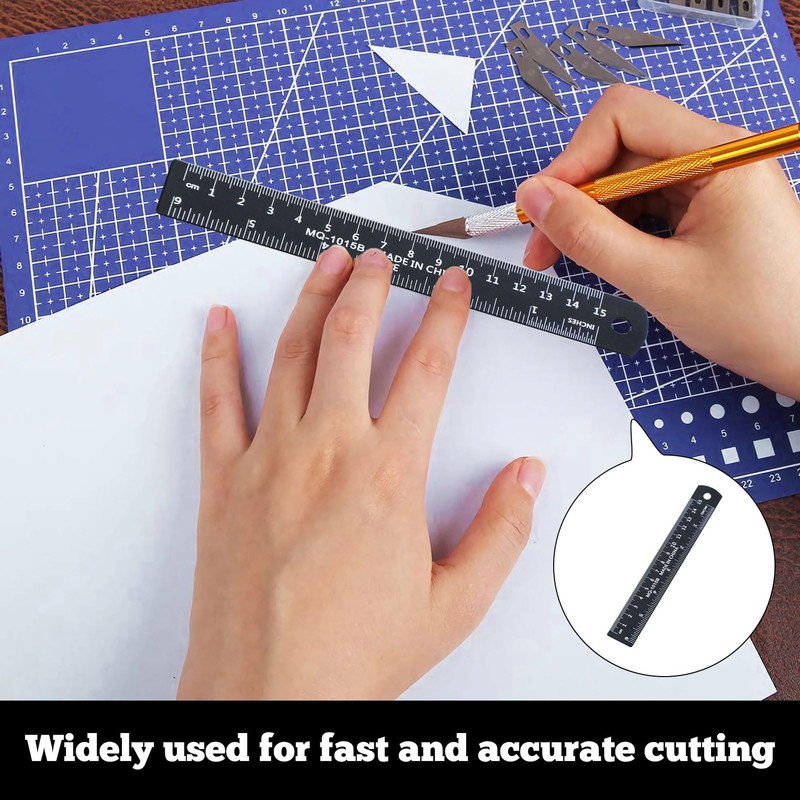 3 Pcs Metal Ruler,6 Inch Stainless Steel Ruler With Centimeters