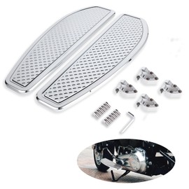 Stretched Driver Rider Floorboard Foot Pedal Floorboard for Harley Touring Road King Street Electra Glide Ultra 1986-2023 Softail 1986-2017 Chrome (Silver)