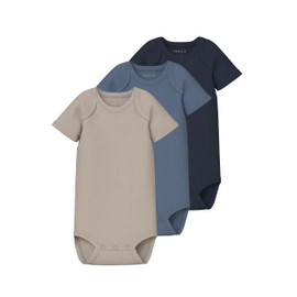 NAME IT Unisex Nbnbody 3P SS Solid Rib Noos (Pack of 3), China Blue