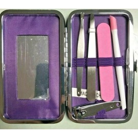 Modella Manicure Pedicure 5 pc Nail Set Travel Carrying Case Mirror Day & Night