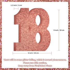 Sweet 18th Birthday Decorations for Girls,Rose Gold Glitter 18th Birthday Party Centerpieces for Table Decorations,Number 18 Table Topper Decor Sign