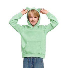 Haloumoning Baby Toddler Kid Boy Hooded Sweatshirts Fleece Hoodies Ear Hoodie Pullover Clothes with Pocket 1-8 Years Light Green