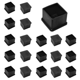 Cjueiom 20pcs 38mm / 1-1/2" Chair Leg Floor Protectors Square Table Legs Covers, Black Chair Leg Caps PVC Furniture Leg Protectors, Chair Feet Protectors Stoppers Tips Ferrules Pads