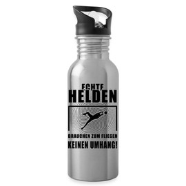Spreadshirt Real Heroes Goalkeeper Football Sports Gift Water Bottle with Straw 600ml Lightsilver