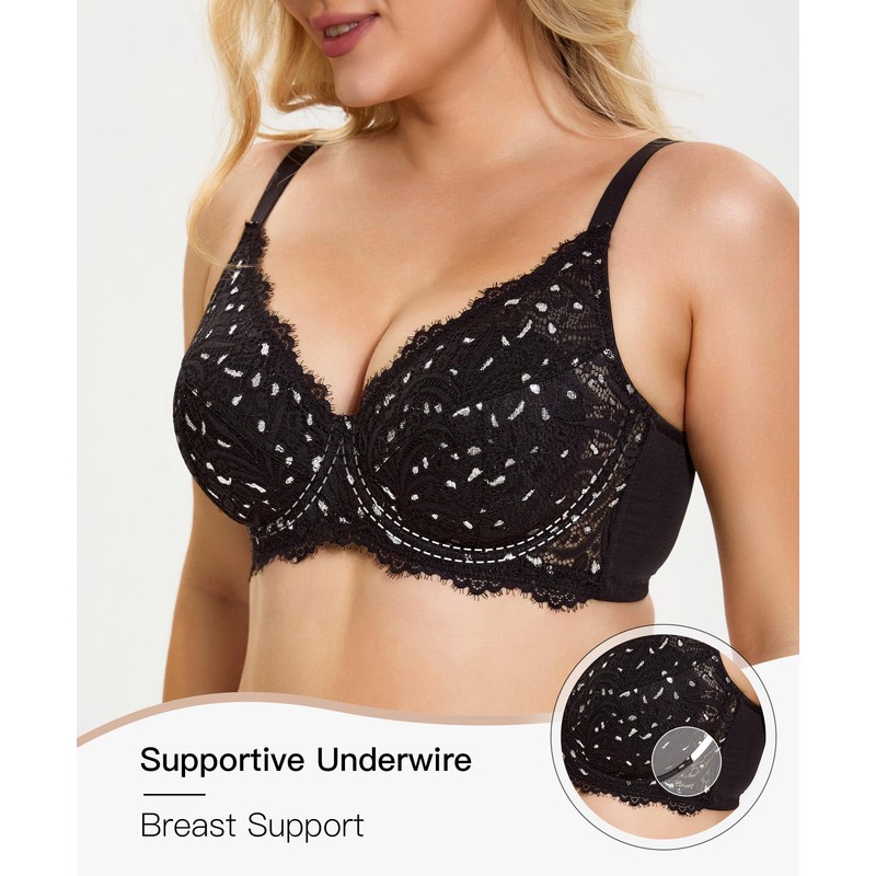 Redgray Minimizer Bras for Women Full Coverage Embroidered Lace Unlined