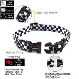 DDSCOLOUR Pet Collar,with Buckle Adjustable Dog Collar,Durable Heavy Duty D-Ring,Comfort Dog Collars Plaid Black,Neck 13"-22" for Boy Girl Medium Dogs