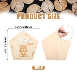 Baby Announcement Sign, 5.91 Inch Wooden Hello World Newborn Welcome Sign Baby Name Plaque for Hospital Photo Prop Nursery Room Decoration