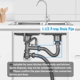 Cinsda Expandable 1-1/2 P-trap, Flexible Drain Pipe Fitting, Adjustable Sink Drain Pipe Kit for Bathroom & Kitchen Garbage Disposal, RV Drain (2 Pack)