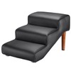 Senneny Black Faux Leather Dog Stairs, for Pets up to