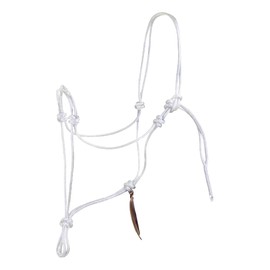 Parelli Horseman's Strong Lightweight Simple Knots Everyday Use UV Resistant Thin Smooth Yachting Braid Polyester Horse Rope Halter with Leather Poppers, Draft, White
