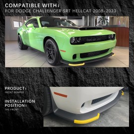 Front Lip Protector Compatible for 2008-2023 Dodge Challenger SRT Hellcat Front Bumper Lip Splitter Lower Lip Protection GuardPosition: Front Lip, Material: ABS Plastic, Color: Rock Style