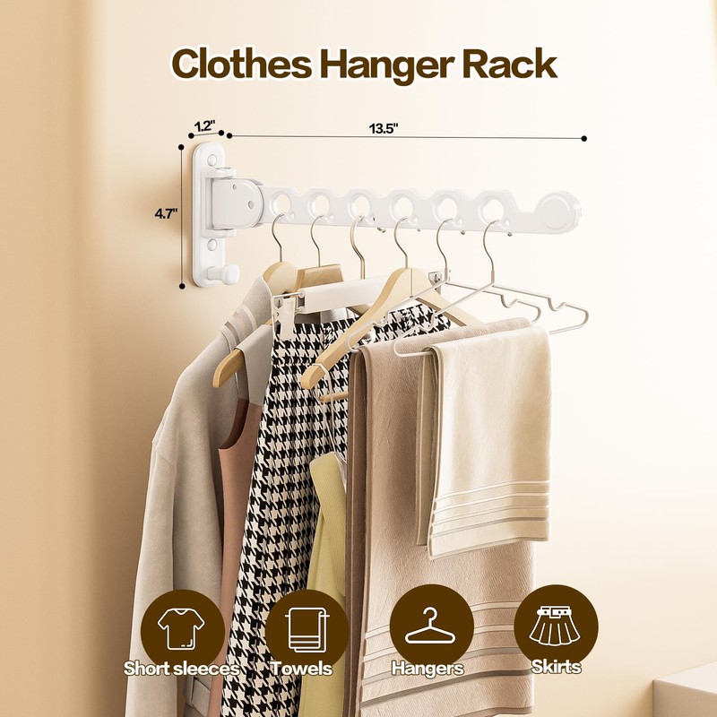 Deasolin Wall Mounted Clothes Drying Rack, Laundry Clothes Hanger Rack