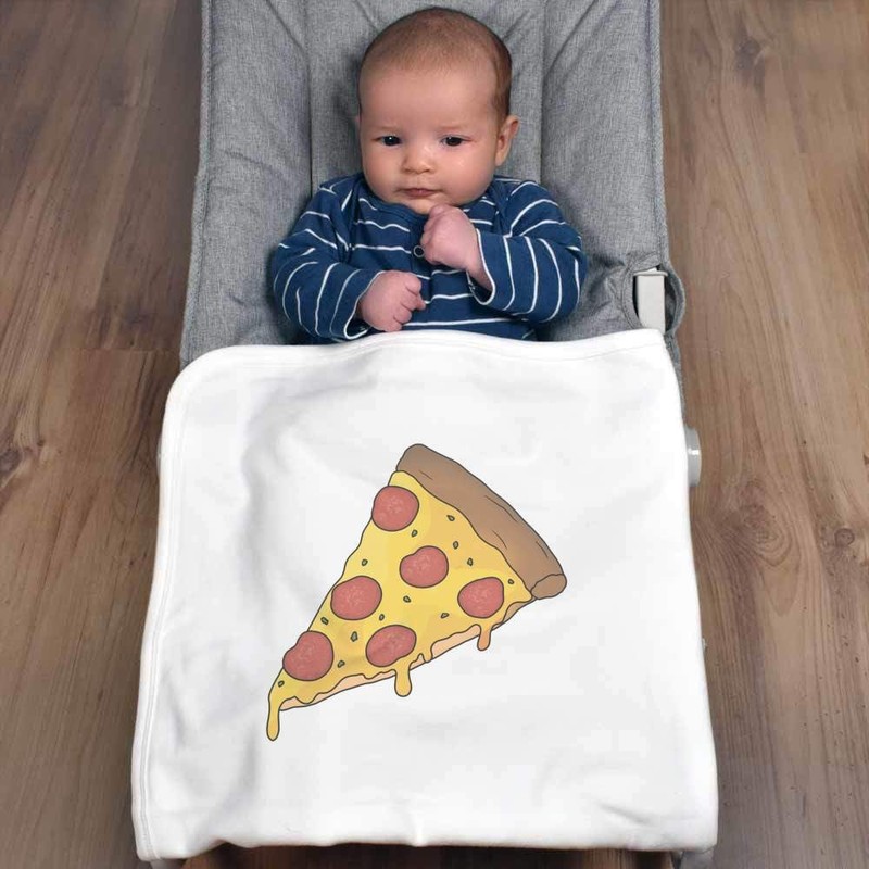 Azeeda 'Pepperoni Pizza Slice' Cotton Baby Blanket/Shawl (BY00040067)
