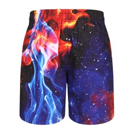 Qterdiz Big Boys Swim Swim Trunks Shorts Beach for Boys Kids Drawstring Board Shorts Quick Dry Swimwear Fire Space Size 14/12-14 Years