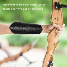 duoyif Archery Arm Protectors, Leather Arm Protectors, Medieval Viking Arm Protectors, Medieval Bracelets for Carnival Knights Archery Cosplay (a-Black)