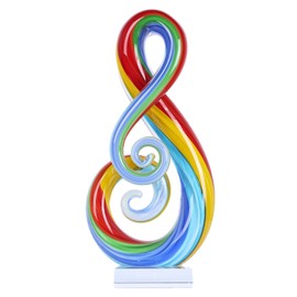 suruim Hand Blown Glass Music Note Sculpture - Colorful Abstract Glass Art for Home Decor, Gift for Music Lovers