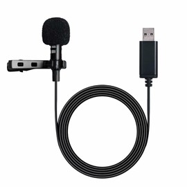 NewTH USB Mikrofon PC Omnidirektionaler Kondensator Lavalier Clip on Mic für Computer, Laptop, Podcast, Interviews, Recording [Plug & Play] 6,6FT