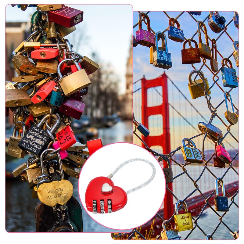 MECCANIXITY Heart Padlock, 3 Digit Combination Lock Heart Shape Mini