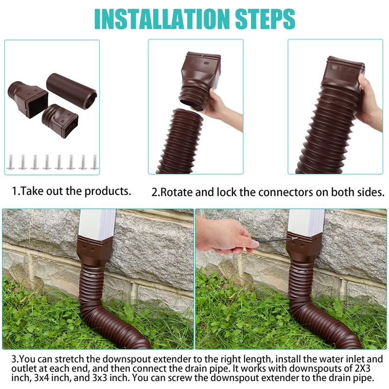 PXCAYFF 2 Pack Rain Gutter Downspout Extensions Flexible,Downspout Extender Diverter