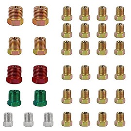 Upgraded Brake Line Fitting - MuHize Inverted Flares on 3/16 and 1/4 Tube SAE Brake Line Fitting Kit on 3/16" (19 Fittings) and 1/4" (16 Fittings) Tube (Pack of 35)