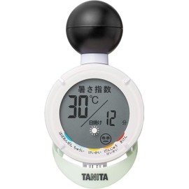 Tanita TC-210 Black Ball Thermometer/Hygrometer, Digital, Sunburn Alarm Function, For Outings, Outdoor Work, Heatstroke Alarm, White, 2.3 x 1.4 x 4.2 inches (5.8 x 3.6 x 10.8 cm)