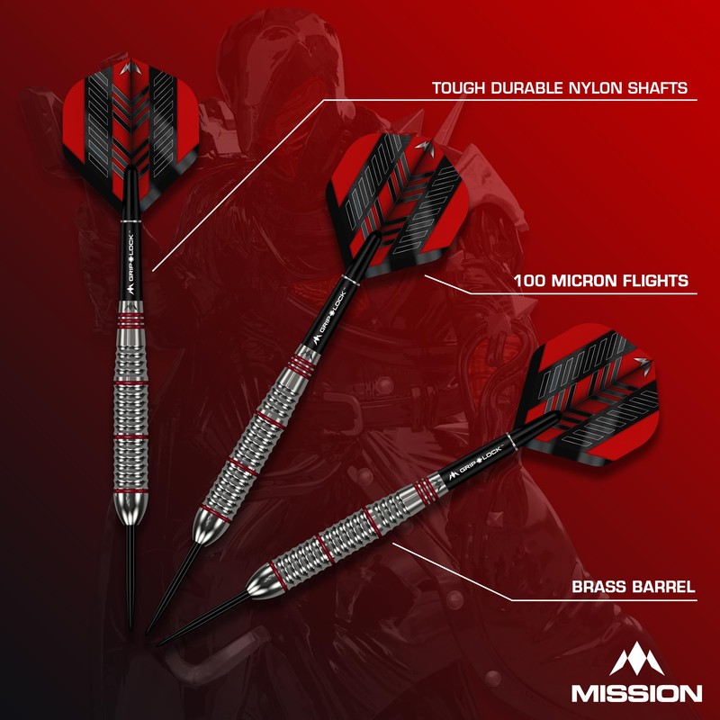 Mission | Rogue Darts | Silver & Red | Brass
