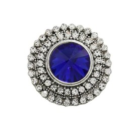 Boho Rhinstone Ring for Women,Vintage Multicolor Circle Crystal Stackable Rings Statement Adjustable CZ Knuckle Ring Fashion Jewelry (Blue)